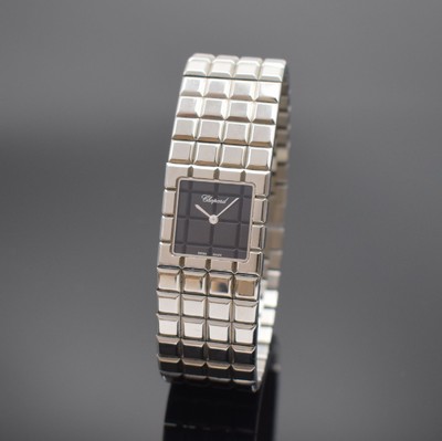 CHOPARD Damenarmbanduhr Ice Cube Referenz 11/8898, Schweiz um 2005, Edelstahlgeh. inkl. Gliederband m. dopp. Faltschl., quarz, Anz. v. Std. und Min., ...
