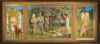 Hermann Croissant, 1897-1963 Landau, Privatschüler des Albert Haueisen, später an der Akademie München bei Becker-Gundahl, hier: Apfelernte, ...
