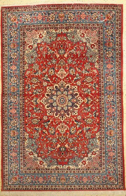 Esfahan fein, Persien, um 1940, Korkwolle auf Baumwolle, ca. 230 x 152 cm, reinigungsbedürftig, EHZ: 2