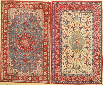 1 paar Esfahan alt, Persien, um 1950, Wolleauf Baumwolle, ca. 170 x 105 cm, verfärbt, EHZ: 2