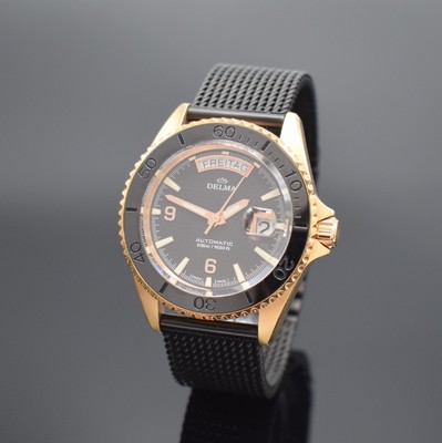 DELMA Santiago Day Date auf 100 Stück limitierte Herrenarmbanduhr Referenz 43801.696.6, Schweiz um 2019, Automatik, verg. Geh. beids. vergl., ...