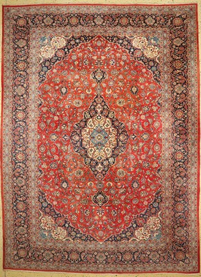 Keschan Kork alt, Persien, ca. 50 Jahre, Korkwolle auf Baumwolle, ca. 395 x 287 cm, verblasst, EHZ: 2