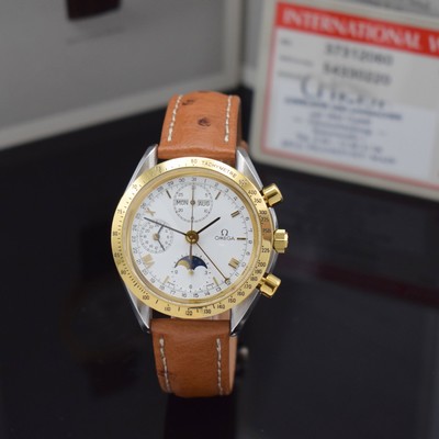 OMEGA astronomischer Armbandchronograph Serie Speedmaster Referenz 37312060, Automatik, Vollkalenderanzeige inkl. Mondphase, Edelstahlgeh. inkl. ...