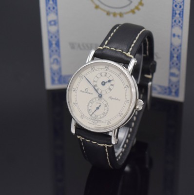 CHRONOSWISS Regulateur Herrenarmbanduhr in Stahl Referenz CH 1223, Schweiz um 1994, Automatik, beids. vergl., Boden verschr., geriffelte Lünette, ...