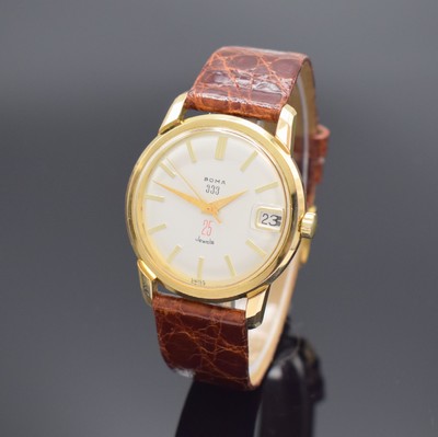 SANDOZ / BOMA 333 Armbanduhr mit seltenem Automatikwerk Kaliber FHF 65-4, Schweiz um 1965, Automatik, verg. Geh. m. verschr. Stahlboden, silb. ...