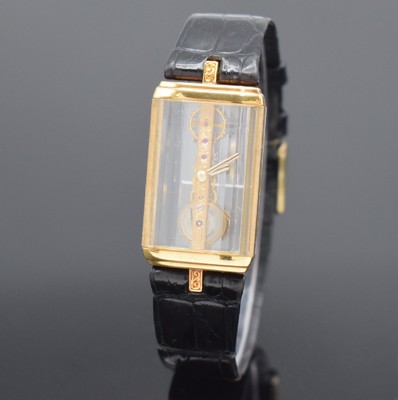 CORUM Golden Bridge Armbanduhr in GG 750/000 Referenz 13150, Schweiz um 1990, Handaufzug,orig. Band m. Stiftschl., Boden gegen Geh. 4- fach verschr., ...