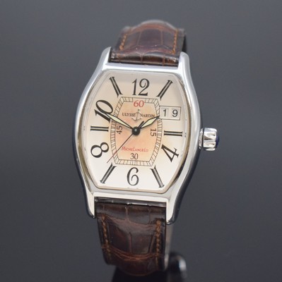 ULYSSE NARDIN Michelangelo Big Date Herrenarmbanduhr Referenz 233-48, Schweiz um 2005, Automatik, tonneauförmiges Geh. in Stahl, Boden 4-fach ...