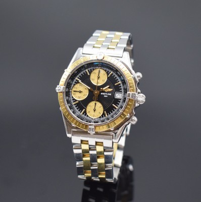 BREITLING Chronomat Herrenarmbanduhr mit Chronograph Referenz D13050.1, Schweiz um 1995, Automatik, Edelstahl/Gold komb., verschr. Geh., Pilotband m. ...