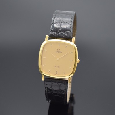 OMEGA De Ville Armbanduhr in GG 750/000 Referenz 1953378, Schweiz um 1990, quarz, Boden aufgedr., champagnerfarb. Zifferbl. m. aufgel. gold. ...