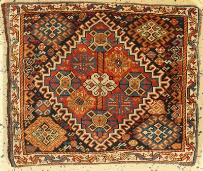Ghaschgai Kissen antik, Persien, um 1900, Wolle auf Wolle, ca. 64 x 64 cm, EHZ: 2, (Kissen gefüllt)
