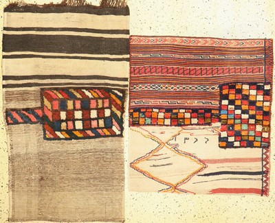 2 Taschen geöffnet, Persien, um 1900, Wolleauf Wolle, ca. 135 x 80 cm, EHZ: 2-3