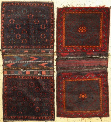 2 Belutsch Dopeltaschen, Persien, um 1920/1930, Wolle auf Wolle, ca. 155 x 70 cm, EHZ: 2