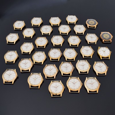 Großes Konvolut: 32 ungetragene Armbanduhren, Frankreich um 1960, alle Handaufzug, 29 x bezeichnet REGA, 2 x NED´YS, 1 x SODIA, alle Gehäuse ...