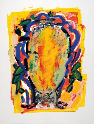 Hermann Bachmann, 1922 Halle-1995 Karlsruhe,Abstrakte Komposition, Öl/Papier, rechts unten signiert und dat. 84/91, ca. 65x50cm, u.Gl., R. ca. ...