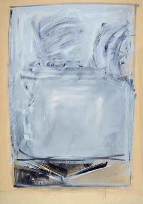 Hermann Bachmann, 1922 Halle-1995 Karlsruhe,Der weibliche Schoß, Goauche auf Papier, unterer Rand mit Wasserspur, rechts unten signiert, ca. ...