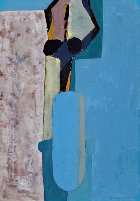 Hermann Bachmann, 1922 Halle-1995 Karlsruhe,abstrakte weibliche Figur, Öl/Malkarton, rechts unten signiert, ca. 29x20cm, PP, u.Gl., R. ca. 51x42cm
