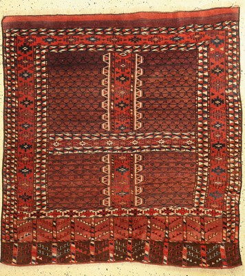 Arabachi Engsi antik, Turkmenistan, 19.Jhd,Wolle auf Wolle, ca. 140 x 133 cm, EHZ: 3
