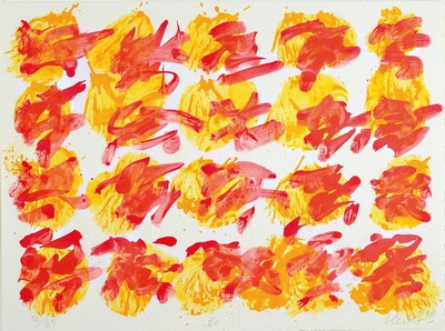 Günther Uecker, geb. 1930, Farblithografie auf 250g Velin BFK Rives blanc handsign., num. 42/85, Blattgr. 45x60 cm, Rahmengr. 62x82 cm