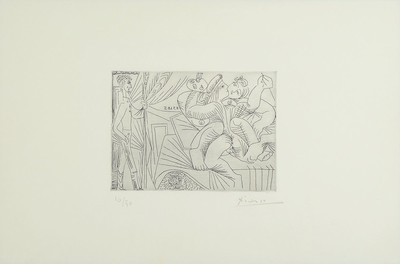 Pablo Picasso, 1881-1973, Titel: "Raphael et la Fornarina XXII", (aus der Folge "347"), handsign., num. 16/50, im Druck ist die ...
