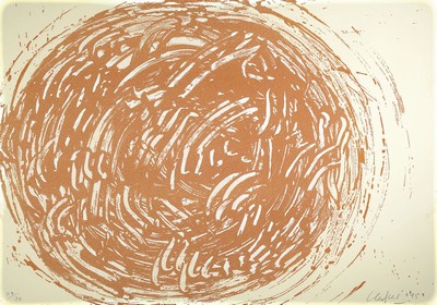 Günther Uecker, geb. 1930, Terragraphie (Sanddruck), auf Römerturm Museumskarton Antikweiß 360 g/m. handsign., num. 67/70 aus dem Jahre 2015, ...