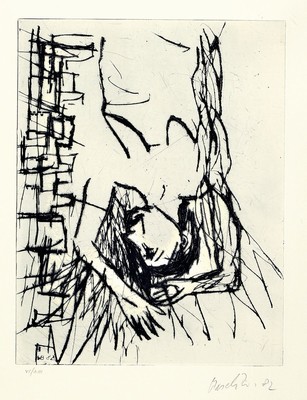 Georg Baselitz, geb. 1938, Radierung, rechts unten handsign., dat. (19)82 und links unten römisch num. 6/13, Blatt ca. 71,5x53,5 cm