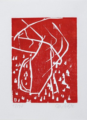 Georg Baselitz, geb. 1938, Farbholzschnitt, handsign., num. 12/30, aus dem Jahre 1992, auf handpresse gedruckt, Blatt ca. 29,5x21,8, R. ca. 53x43 cm