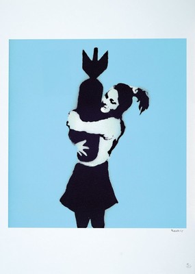 Banksy, Bomb Hugger, Farboffset, handsigniert und num. 18/150, Blattgr. ca. 70x50cm
