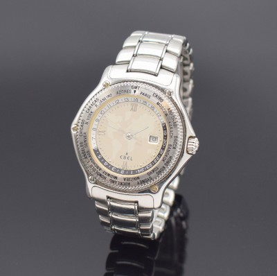 EBEL Voyager Herrenarmbanduhr mit Weltzeitanzeige Referenz 9124913, Automatik, Edelstahlgeh. inkl. Gliederband m. Faltschl., Boden 8-fach verschr., ...