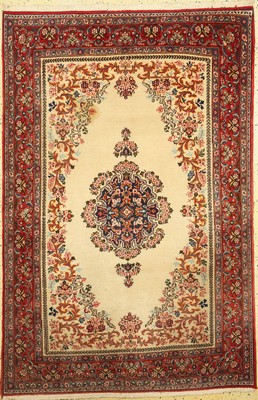 Ghom Kork alt, Persien, um 1950, Korkwolle auf Baumwolle, ca. 211 x 140 cm, EHZ: 2(Fleckig)
