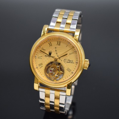 ASTBOERG Grande Complication Armbanduhr mit Tourbillon und Gangreserveanzeige, um 2010, Handaufzug, verg. Stahlgehäuse, beids. vergl., Boden ...