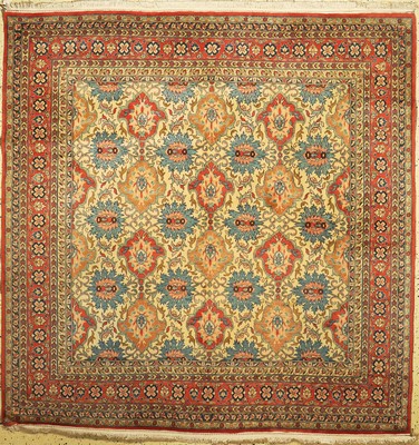 Weramin Kork fein, Indien, ca. 50 Jahre, Korkwolle auf Baumwolle, ca. 240 x 230 cm, EHZ: 1-2