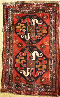 Wolkenband Kazak, Kaukasus, um 1900, Wolle auf Wolle, ca. 220 x 145 cm, EHZ: 2-3, grossflächig restauriert