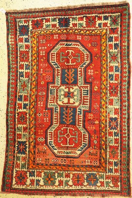 Antiker Kazak, Kaukasus, 19.Jhd, Wolle auf Wolle, ca. 195 x 130 cm, verkürzt, EHZ: 2-3, restauriert