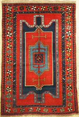 Antiker Kazak, Kaukasus, um 1900, Wolle aufWolle, ca. 215 x 150 cm, EHZ: 2-3, restauriert