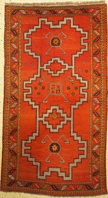 Kazak alt, Kaukasus, um 1930, Wolle auf Wolle, ca. 235 x 133 cm, fleckig, EHZ: 2, restauriert