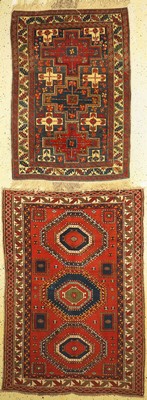 1 paar Kazak alt, Kaukasus, um 1930/1940, Wolle auf Wolle, ca. 175 x 125 cm, ca. 153 x 102 cm, EHZ: 3, restauriert