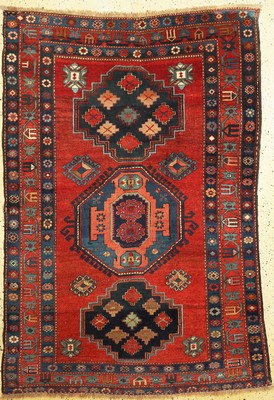 Antiker Kazak, Kaukasus, um 1900, Wolle aufWolle, ca. 210 x 150 cm, verkürzt, EHZ: 2, restauriert
