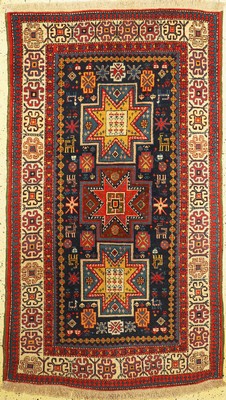 Antiker Schirwan, Kaukasus, um 1900, Wolle auf Wolle, ca. 215 x 125 cm, EHZ: 2, restauriert