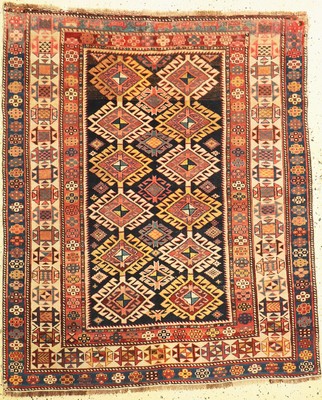 Antiker Schirwan, Kaukasus, 19.Jhd, Wolle auf Wolle, ca. 155 x 125 cm, EHZ: 3, restauriert
