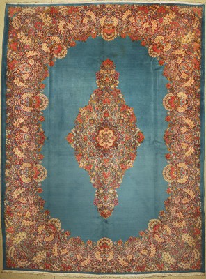 Kerman Lawar fein alt, Persien, um 1960, Wolle auf Baumwolle, ca. 396 x 296 cm, EHZ: 1-2, fleckig