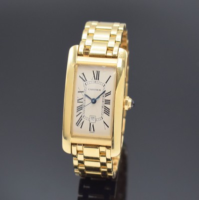 CARTIER Armbanduhr Tank Americaine in GG 750/000 Referenz 1725, Automatik, Schweiz verk. lt. beil. Zertifikat 12/1996, Geh. inkl. orig. Gliederband ...