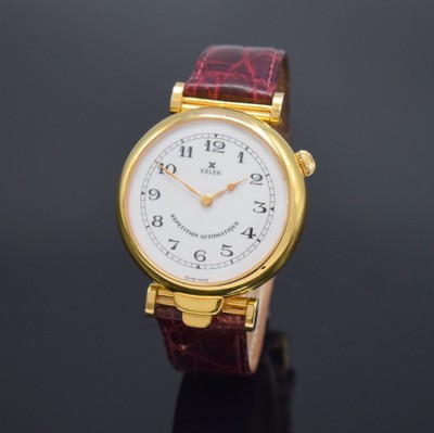 KELEK Herrenarmbanduhr mit 5- Minutenrepetition Referenz DK 87-211 A, Schweiz 1990er Jahre, Automatik, verg., beids. vergl. Gehäuse, orig. Lederband ...