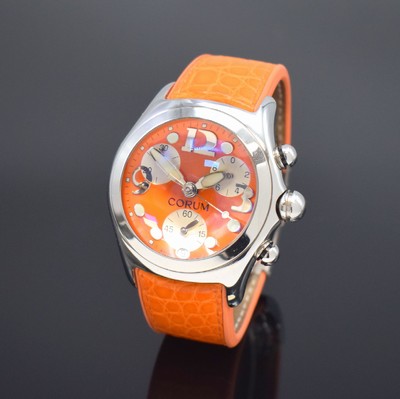 CORUM Herrenarmbanduhr Modell Bubble Chronograph Referenz 396.250.20, Edelstahlgeh. inkl. orig. Lederband m. dopp. Faltschl., quarz, Boden 6-fach ...
