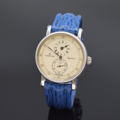 CHRONOSWISS Regulateur Herrenarmbanduhr in Stahl Referenz CH 1223, Automatik, beids. vergl. Geh. inkl. orig. Haifisch-Lederband m. orig. Dornschl., ...
