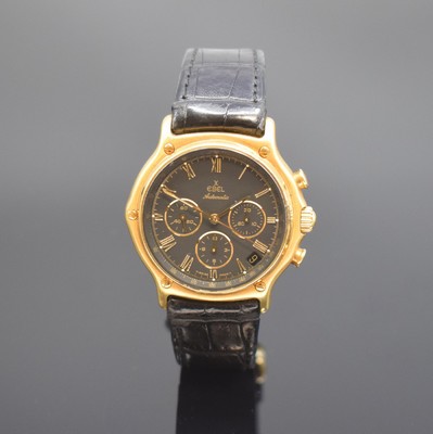 EBEL El Primero Schaltradchronograph in GG 750/000 Referenz 8134901, Automatik, Boden aufgedr., orig. Lederband m. verg. orig. Dornschl., Saphirglas, ...