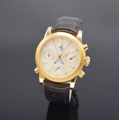 GIRARD PERREGAUX / FERRARI limitierter Herrenchronograph mit Rattrapante Referenz 9015, Schweiz um 1990, Automatik, verschr. Geh., Boden m. Ferrari ...