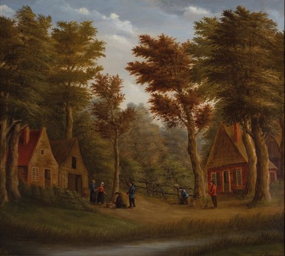 Simon Kamminga, 1895-1984 Leeuwarden, 2 Pendants mit dörflichen Szenen, Öl/Lwd, beide sign., je ca. 58x67cm, R. ca. 70x76cm