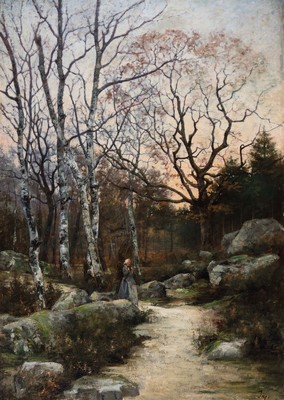 Louis Aimé Japy, 1840 Doubs/Frankreich-1916 Paris, Schüler von Corot, mehrfach ausgezeichneter französischer Künstler, hier: Herbstlandschaft mit ...