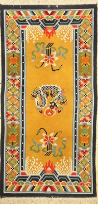 Drachenteppich, Nepal, ca. 50 Jahre, Wolle auf Baumwolle, ca. 178 x 90 cm, EHZ: 2(Flecken)