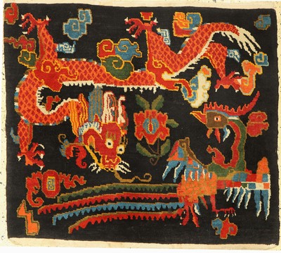 Drachenteppich, Tibet, um 1950, Wolle auf Baumwolle, ca. 117 x 100 cm, EHZ: 2